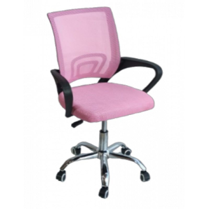 BY-017 (hc-b01) πολυθρόνα γραφείου ύφασμα mesh ΡΟΖ, 57x55x86/96