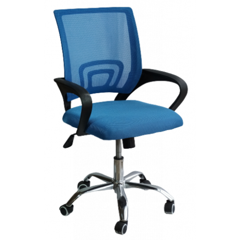 BY-017 πολυθρόνα γραφείου ύφασμα mesh ΜΠΛΕ, 57x55x86/96