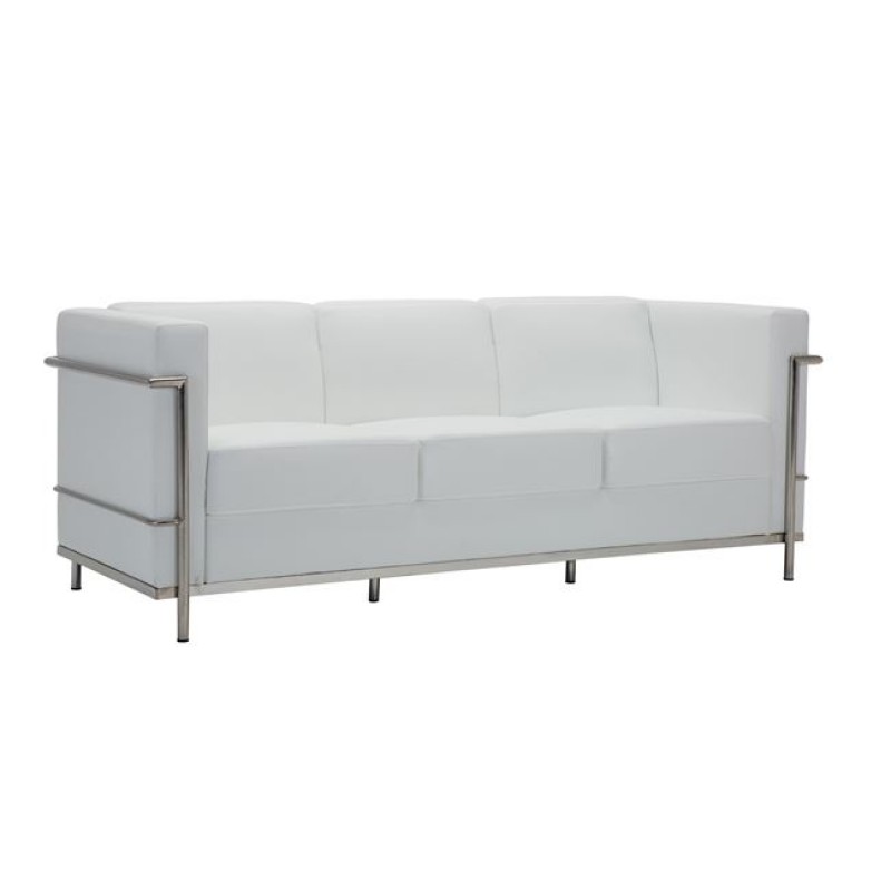 GENOVA Καναπές Σαλονιού Καθιστικού 3Θέσιος, Inox Pu Άσπρο Κωδικός: [Ε-00019302] Ε947,31