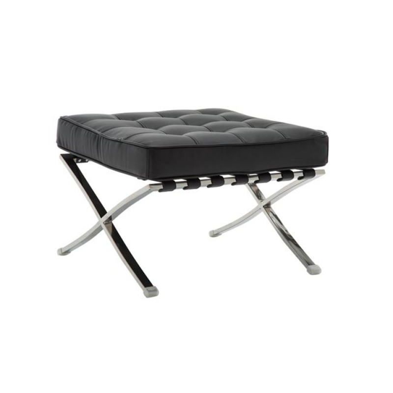 BARCELONA τ. Σκαμπό - Υποπόδιο, Βάση Inox, Pu Μαύρο Κωδικός: [Ε-00019316] Ε968,02