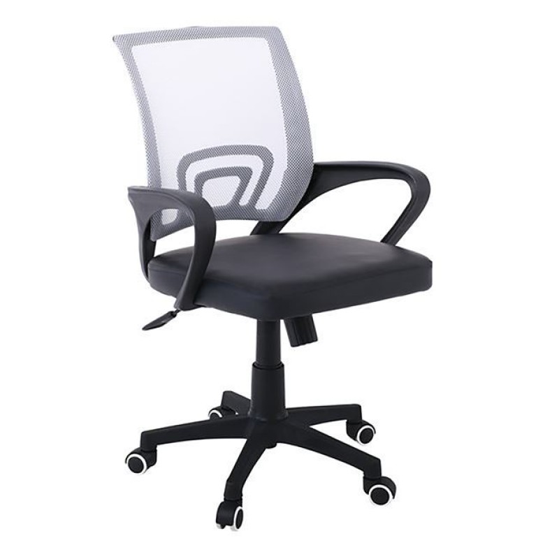 BF2101-P Πολυθρόνα Γραφείου με Ανάκλιση Mesh Γκρι - Μαύρο Pu Κωδικός: [Ε-00023262] ΕΟ254,1P