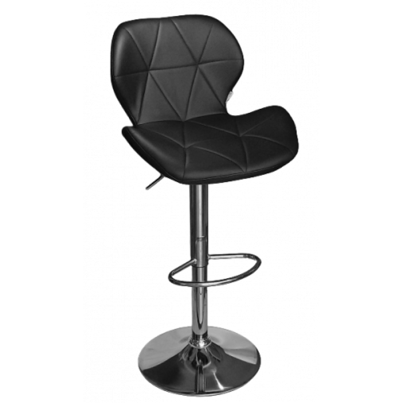 ZOZE-BAR σκαμπό ρυθμιζόμενo μεταλλικό ΧΡΩΜΙΟΥ δερματίνη ΜΑΥΡΗ / 46x48xΗ90-112