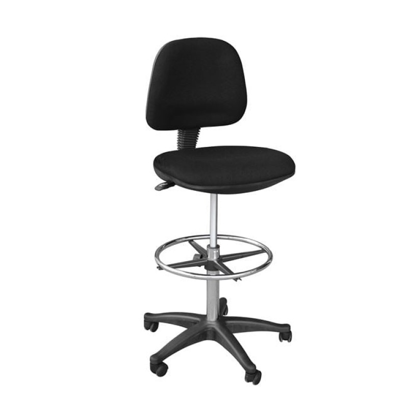 BF501 Σκαμπό Reception - Ταμείου με Πλάτη, Ύφασμα Μαύρο Κωδικός: [Ε-00024527] ΕΟ206,70