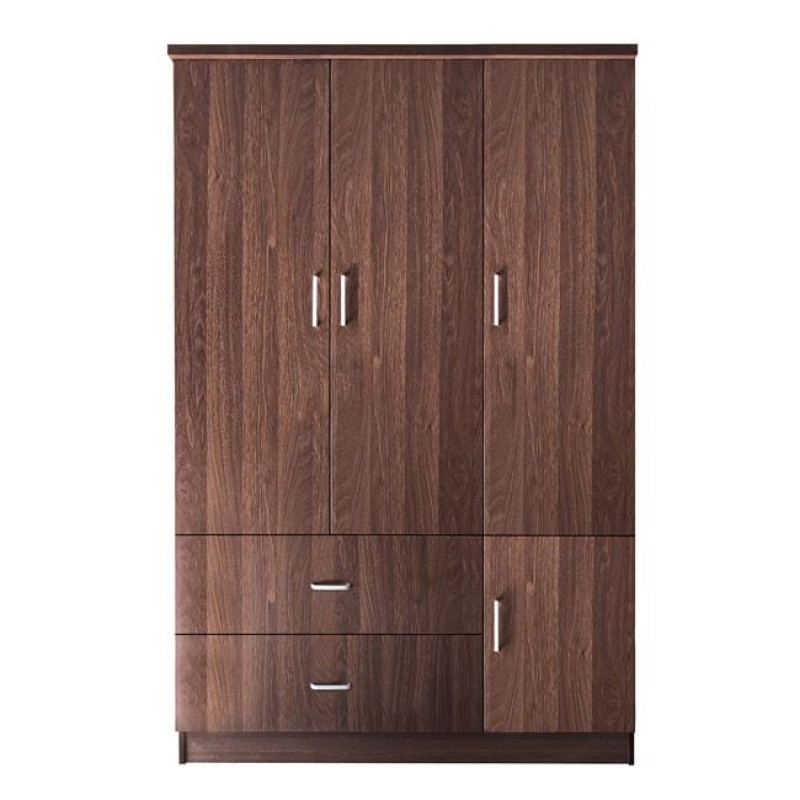 CLOSET Ντουλάπα Τετράφυλλη, 5 Ράφια, 2 Συρτάρια, Θέσεις για Κρεμάστρες, Απόχρωση Καρυδί Κωδικός: [Ε-00021908] Ε8385,3