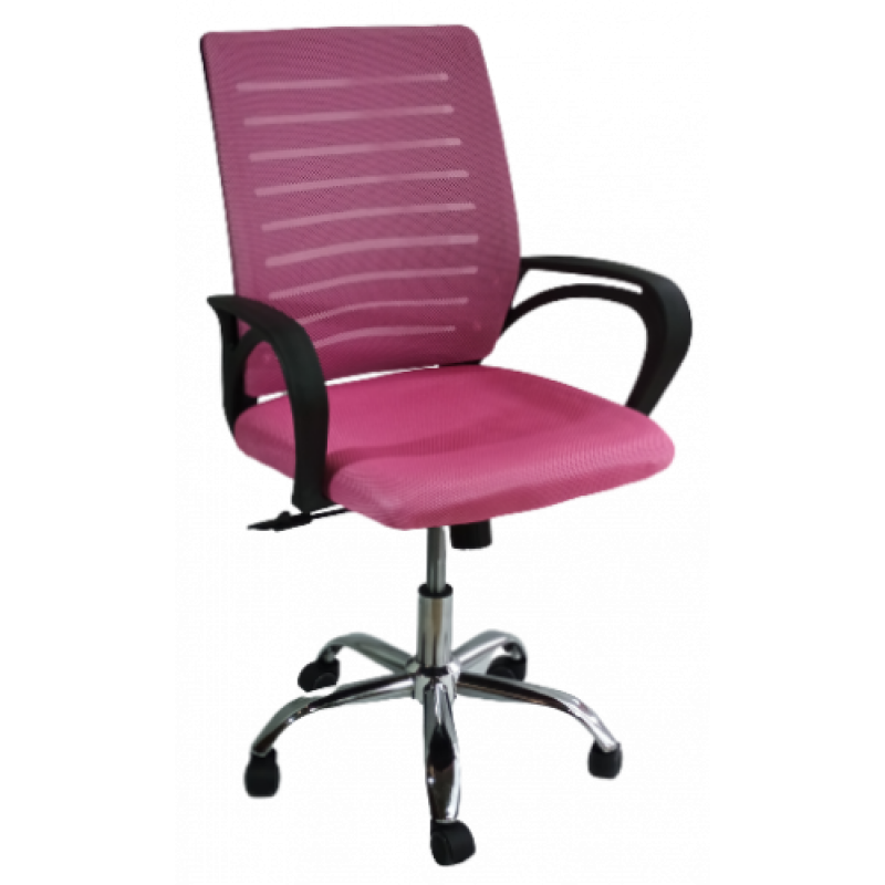 BY-017-2 πολυθρόνα γραφείου ύφασμα mesh ΡΟΖ, 63x50x87/97