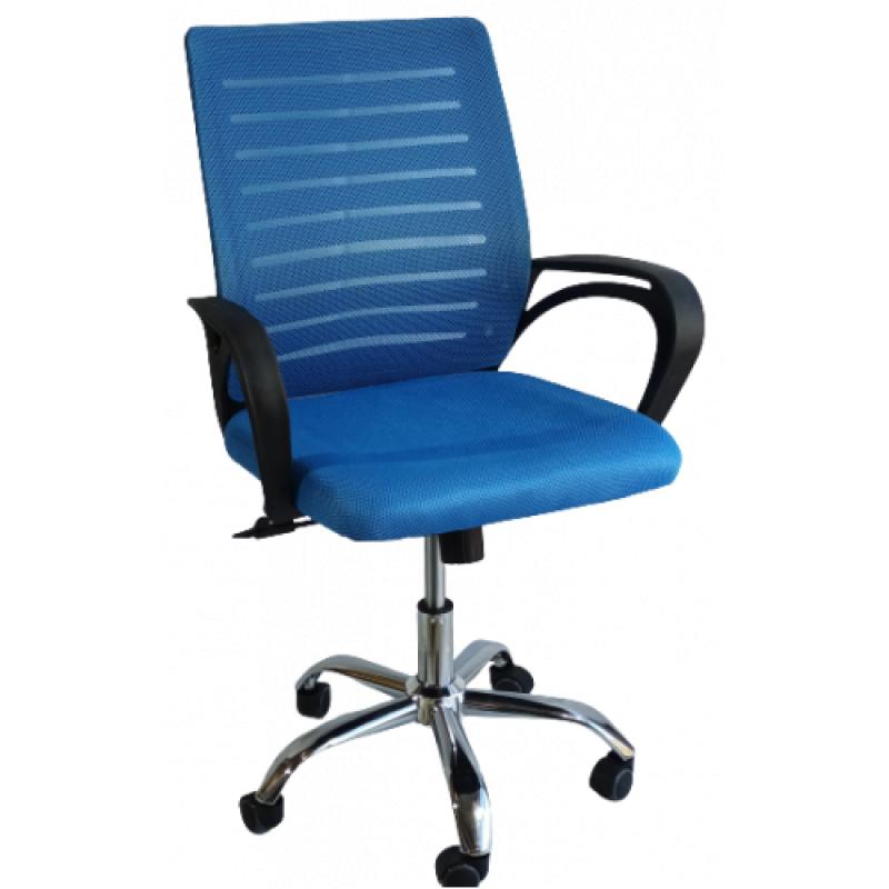 BY-017-2 πολυθρόνα γραφείου ύφασμα mesh ΜΠΛΕ, 63x50x87/97