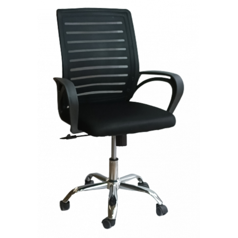 BY-017-2 πολυθρόνα γραφείου ύφασμα mesh ΜΑΥΡΗ, 63x50x87/97