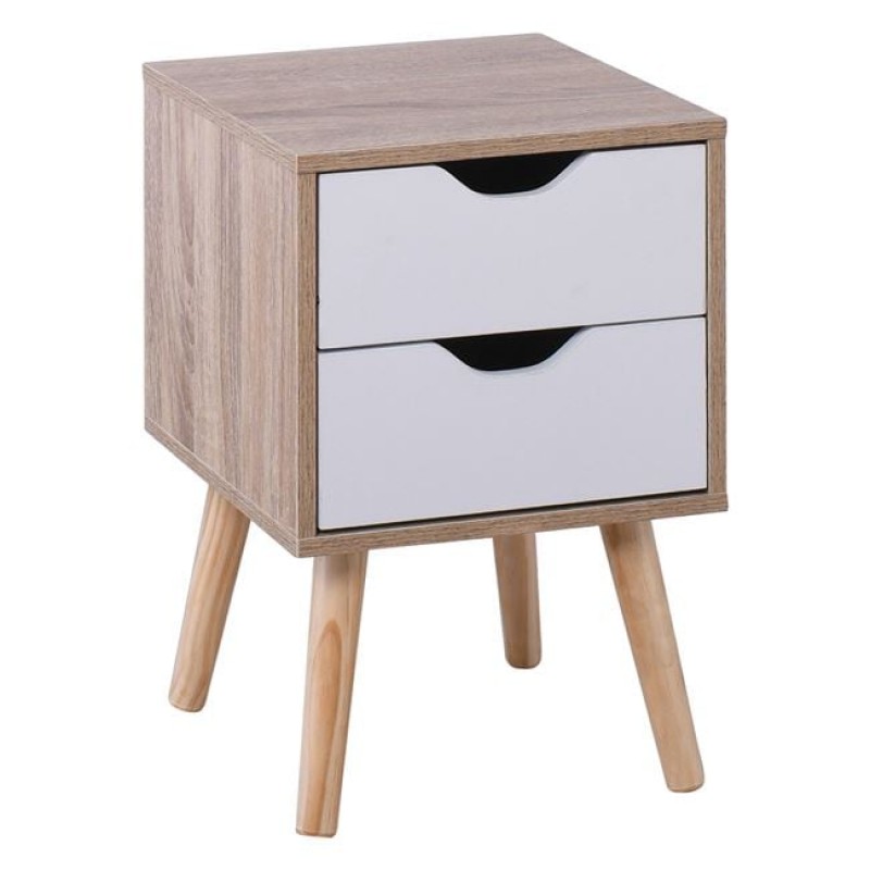 ALINA Κομοδίνο Απόχρωση Sonoma - Άσπρο - Πόδι Φυσικό Κωδικός: [Ε-00022021] Ε745,1