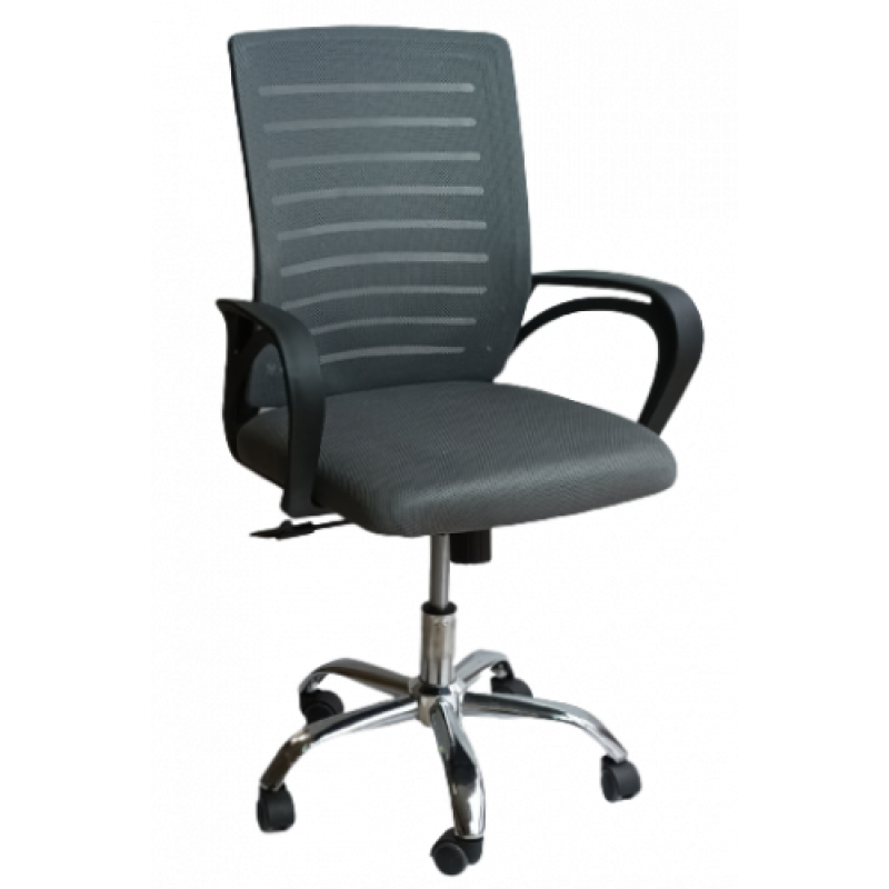 BY-017-2 πολυθρόνα γραφείου ύφασμα mesh ΓΚΡΙ, 63x50x87/97