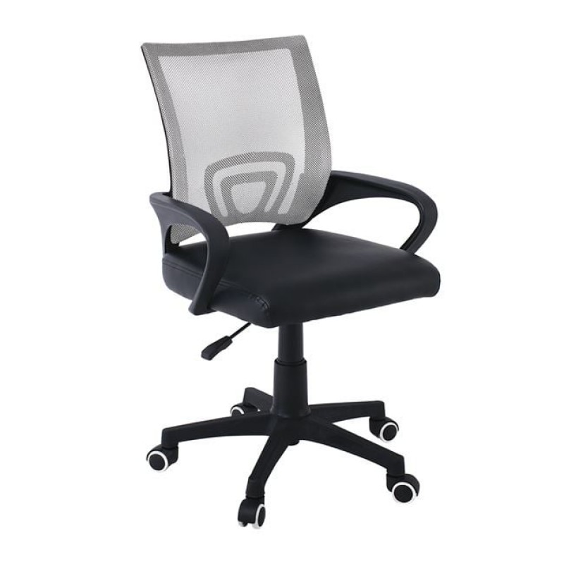 BF2101-P Πολυθρόνα Γραφείου χωρίς Ανάκλιση Mesh Γκρι - Μαύρο Pu Κωδικός: [Ε-00023265] ΕΟ254,1PC