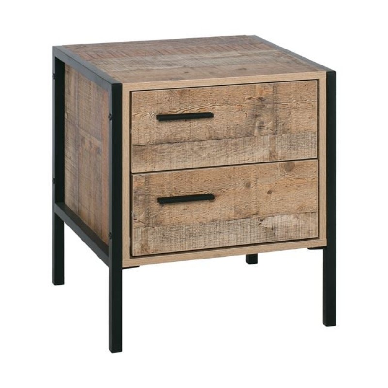 PALLET-W Κομοδίνο με 2 Συρτάρια Μέταλλο Βαφή Μαύρο - Antique Oak Κωδικός: [Ε-00021517] Ε8433,W