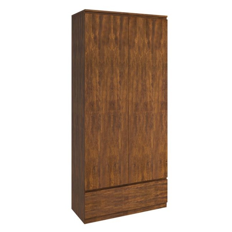 BORNEO Ντουλάπα Δίφυλλη με 1 εξωτερικό Συρτάρι, Απόχρωση Καρυδί Κωδικός: [Ε-00024975] Ε7017,1