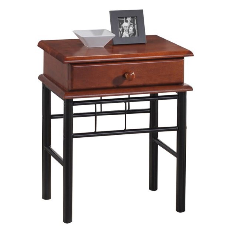 FLORA Κομοδίνο Μέταλλο Βαφή Μαύρο, Ξύλο Καρυδί Κωδικός: [Ε-00011045] Ε8027