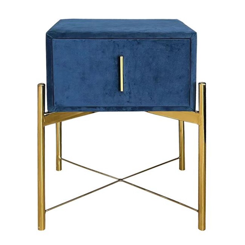 PASSION Κομοδίνο με 1 Συρτάρι, Ύφασμα Velure Απόχρωση Μπλε Κωδικός: [Ε-00024047] Ε8803,Κ3