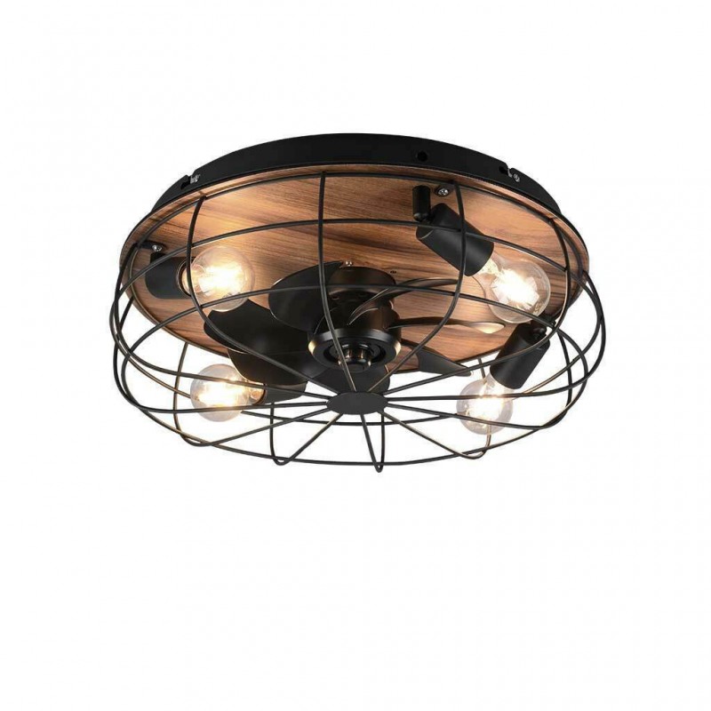 Ανεμιστήρας Οροφής RL Lighting Trondheim R61105032 Μαύρο Ματ-Ξύλο με Φως