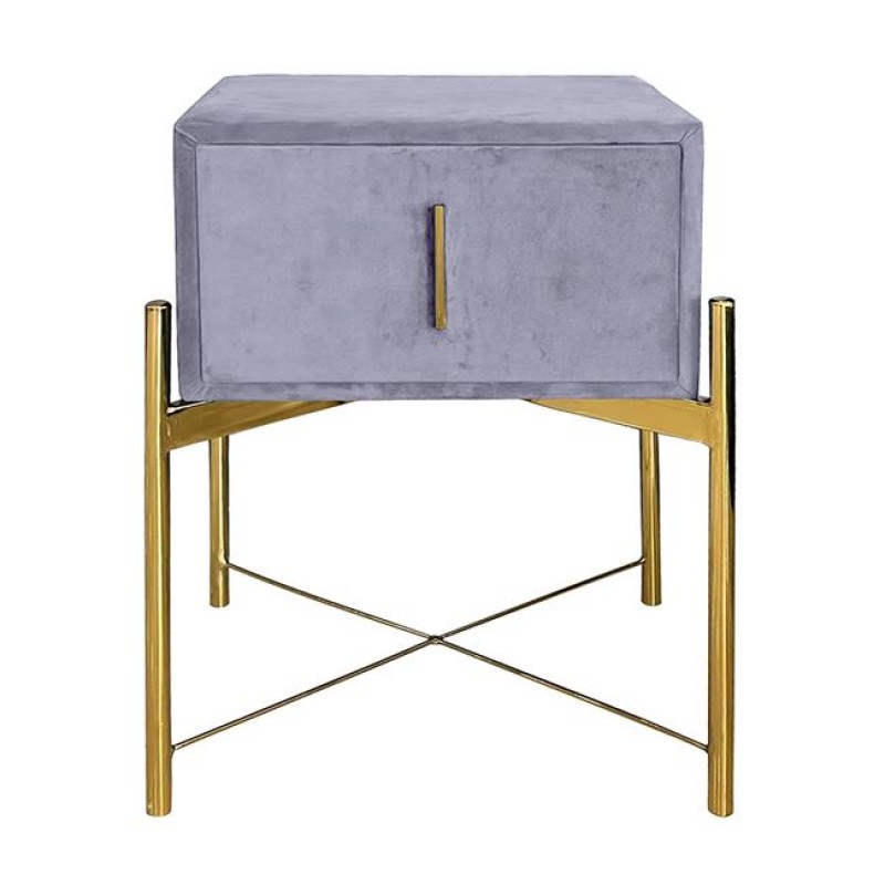 PASSION Κομοδίνο με 1 Συρτάρι, Ύφασμα Velure Απόχρωση Γκρι Κωδικός: [Ε-00024046] Ε8803,Κ2