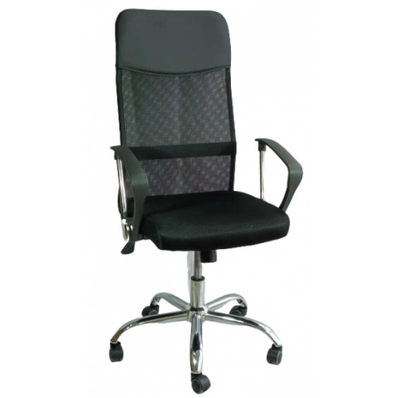 HC-B17 πολυθρόνα γραφείου ύφασμα mesh ΜΑΥΡΗ, 59x51x107/117