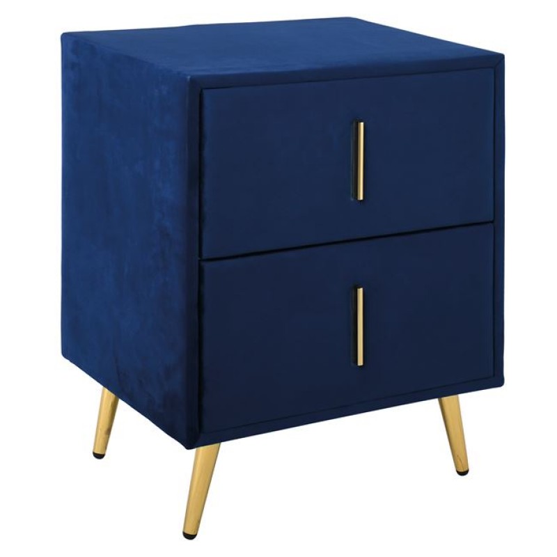 PASSION Κομοδίνο με 2 Συρτάρια, Ύφασμα Velure Απόχρωση Μπλε Κωδικός: [Ε-00024050] Ε8803,Κ32