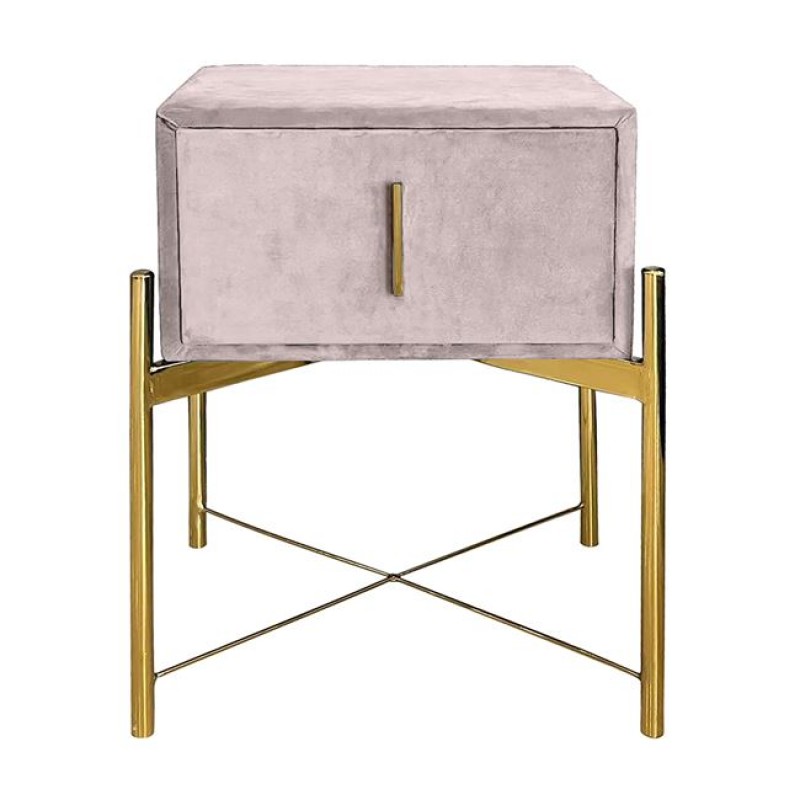 PASSION Κομοδίνο με 1 Συρτάρι, Ύφασμα Velure Απόχρωση Cappuccino Κωδικός: [Ε-00024045] Ε8803,Κ1