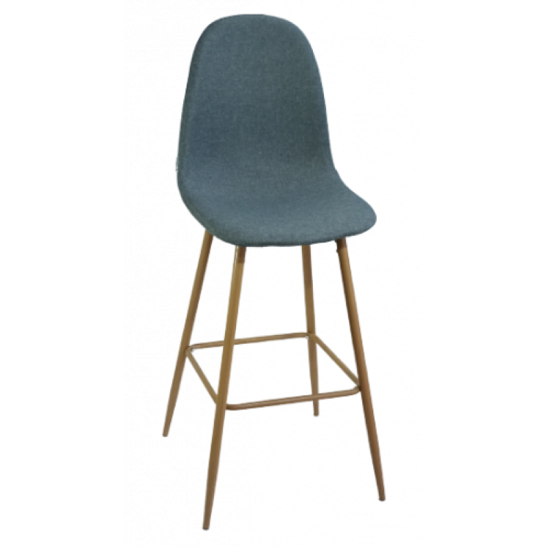 LINA-STOOL σκαμπό ψηλό μεταλλικό ΞΥΛΟ ύφασμα ΓΚΡΙ, 44x50x116