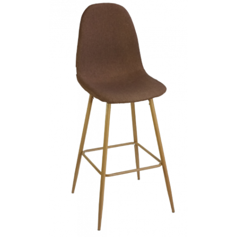 LINA-STOOL σκαμπό ψηλό μεταλλικό ΞΥΛΟ ύφασμα ΚΑΦΕ, 44x50x116