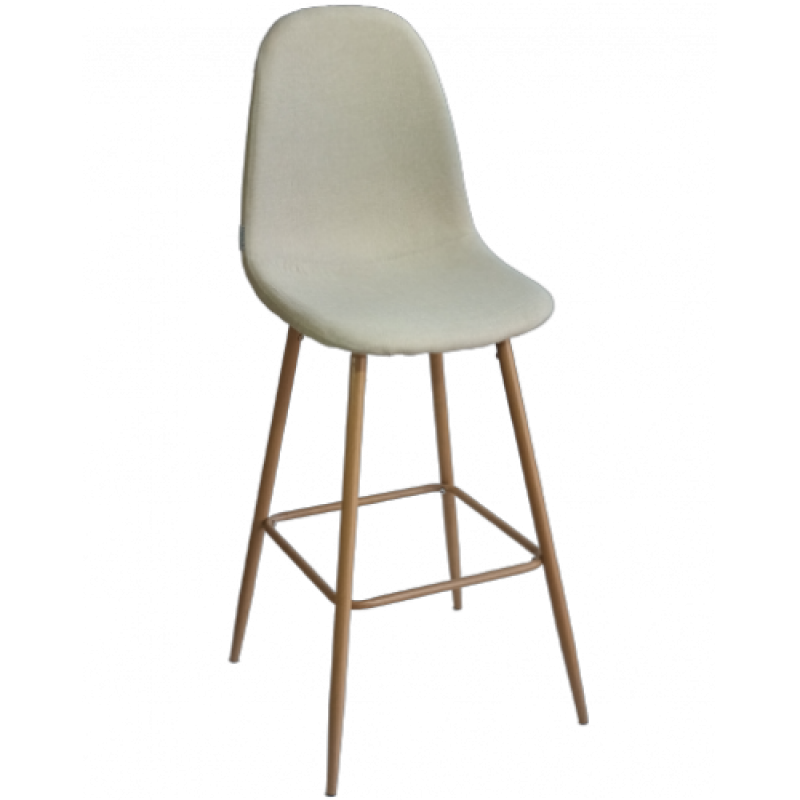 LINA-STOOL σκαμπό ψηλό μεταλλικό ΞΥΛΟ ύφασμα ΕΚΡΟΥ, 44x50x116