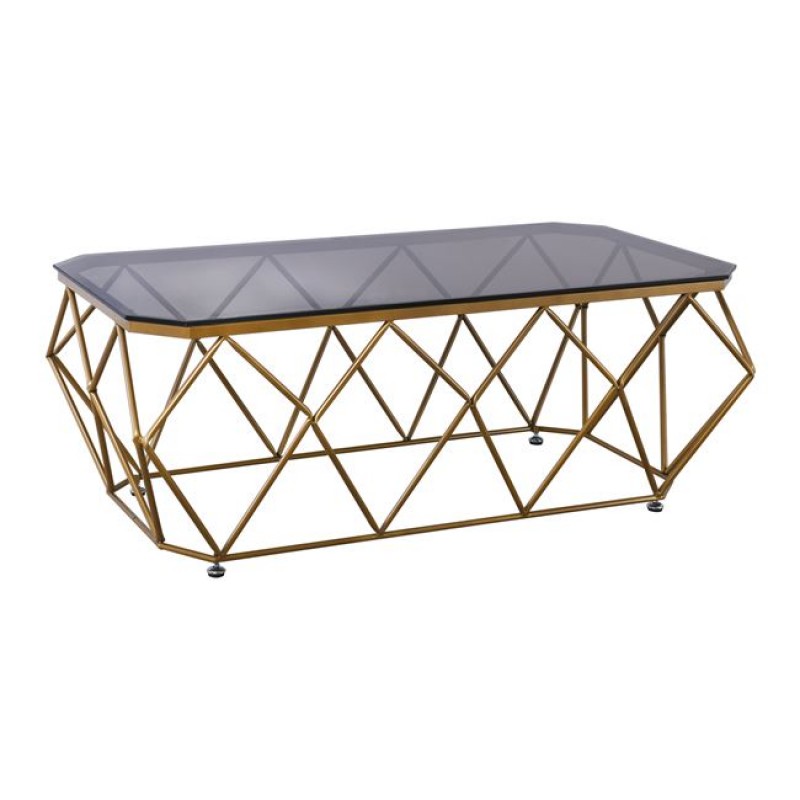 ACTON Τραπεζάκι Σαλονιού Καθιστικού, Μέταλλο Βαφή Χρυσό Γυαλί Tea Colour Tempered Κωδικός: [Ε-00022252] ΕΜ523,2