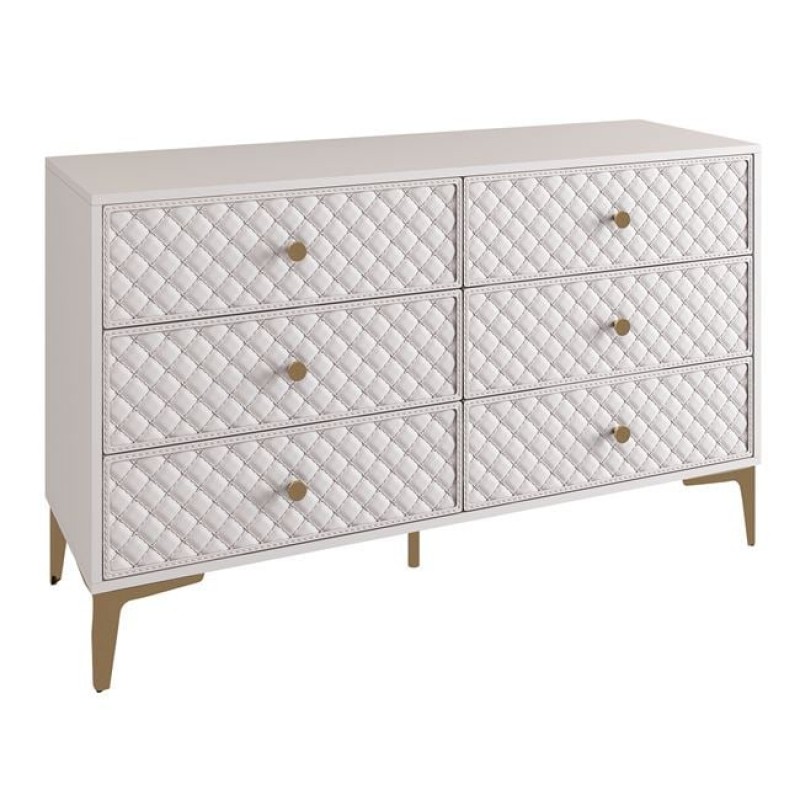 LANA Συρταριέρα με 6 Συρτάρια, Απόχρωση Εκρού, με πρόσοψη Pu Καπιτονέ Κωδικός: [Ε-00026067] Ε7504,1