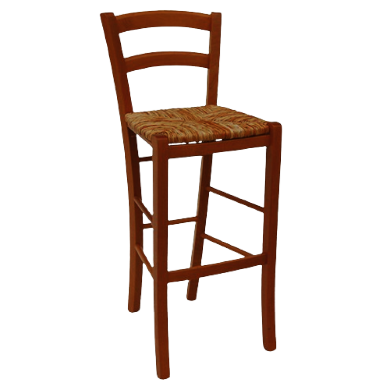 42-AA σκαμπό ψηλό ξύλινο ΚΑΡΥΔΙ με ΨΑΘΑ, 41x44x102/H73