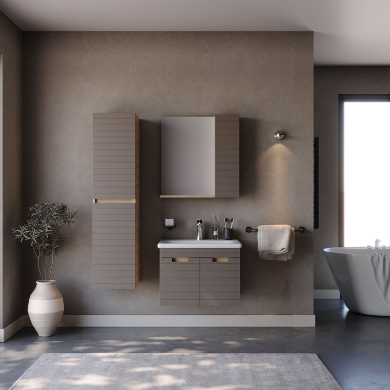 Σετ Έπιπλο Μπάνιο VEGA Capuccino MDF 18mm Λάκα 65 9SVEG065CAM  Σετ Έπιπλο Μπάνιο VEGA Capuccino MDF 18mm Λάκα 65 9SVEG065CAM