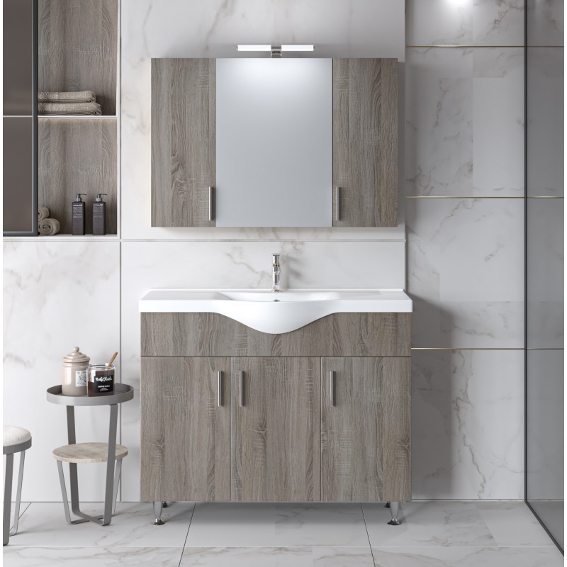 Σετ Έπιπλο Μπάνιου SIENA SONOMA DARK 100 9SSI100SD0W Πάγκο 96x34x83cm