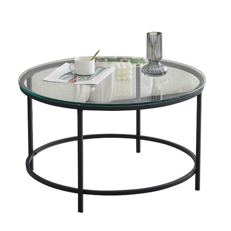 DORSET Τραπεζάκι Σαλονιού- Καθιστικού, Μέταλλο Βαφή Μαύρο, Γυαλί Clear Κωδικός: [Ε-00024382] ΕΜ562
