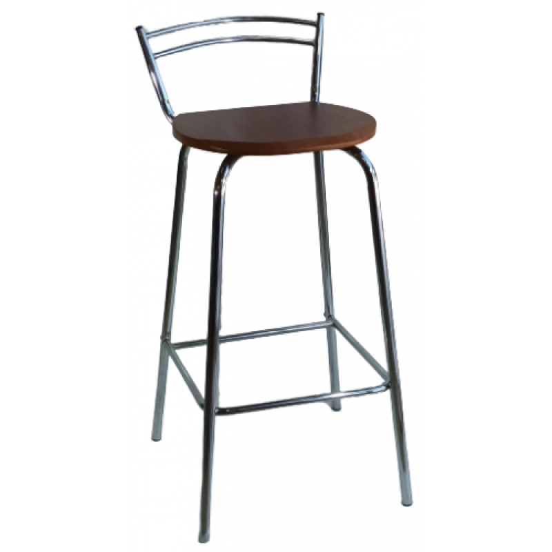 SC-23072 σκαμπό ψηλό μεταλλικό χρωμίου ξύλο ΚΕΡΑΣΙ, 45x49x92