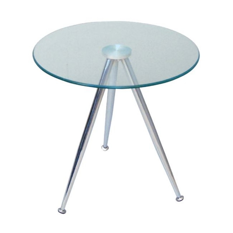 MABEL Τραπεζάκι Βοηθητικό Μέταλλο Χρώμιο - Γυαλί Clear Tempered 8mm Κωδικός: [Ε-00007933] ΕΜ938