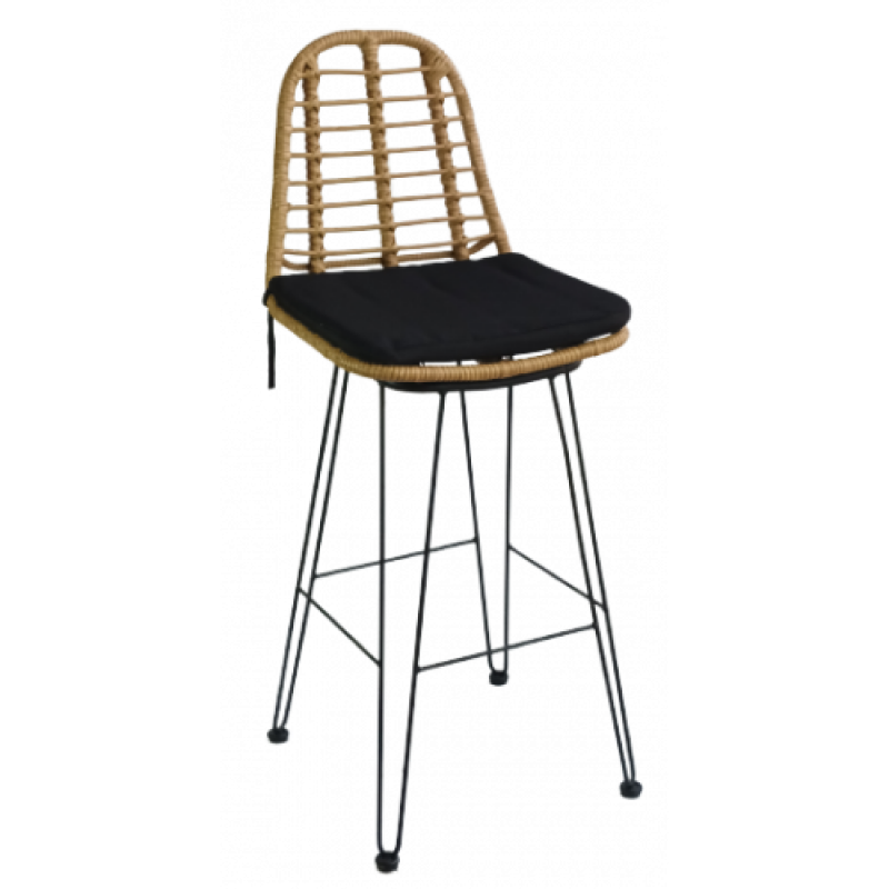  YAYA-ST σκαμπό ψηλό μεταλλικό wicker ΦΥΣΙΚΟ / 45x55xΗ112