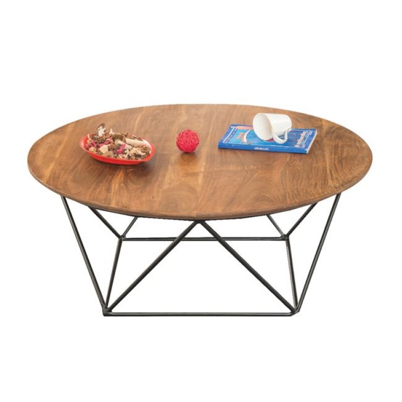 MOVVA Τραπεζάκι Σαλονιού Καθιστικού, Μέταλλο Βαφή Μαύρο, Ξύλο Ακακία Φυσικό Κωδικός: [Ε-00019756] ΕΑ7053