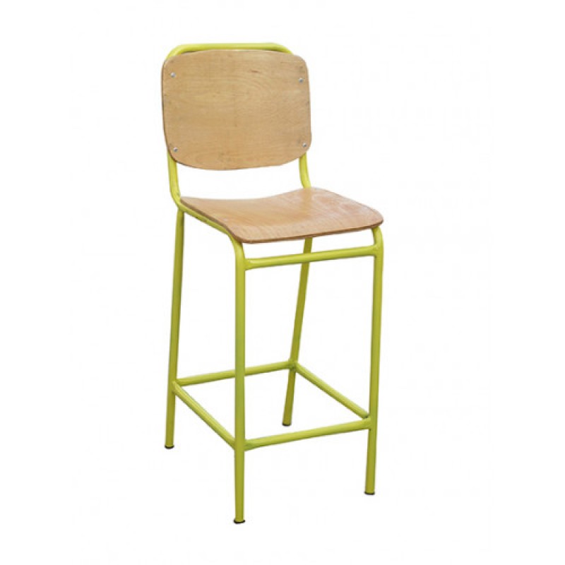 SCHOOL-SK σκαμπό ψηλό μεταλλικό με ξύλο ΧΡΩΜΑ ΕΠΙΛΟΓΗΣ, 42x45xH109