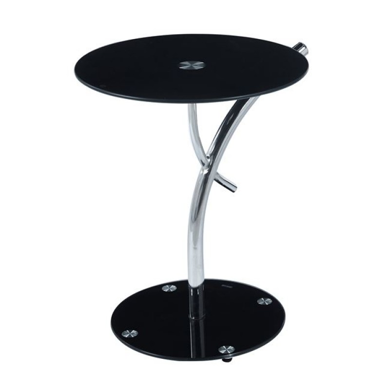 RAVEL Τραπεζάκι Βοηθητικό Χρώμιο - Γυαλί Μαύρο Tempered Κωδικός: [Ε-00025625] ΕΜ939,Β