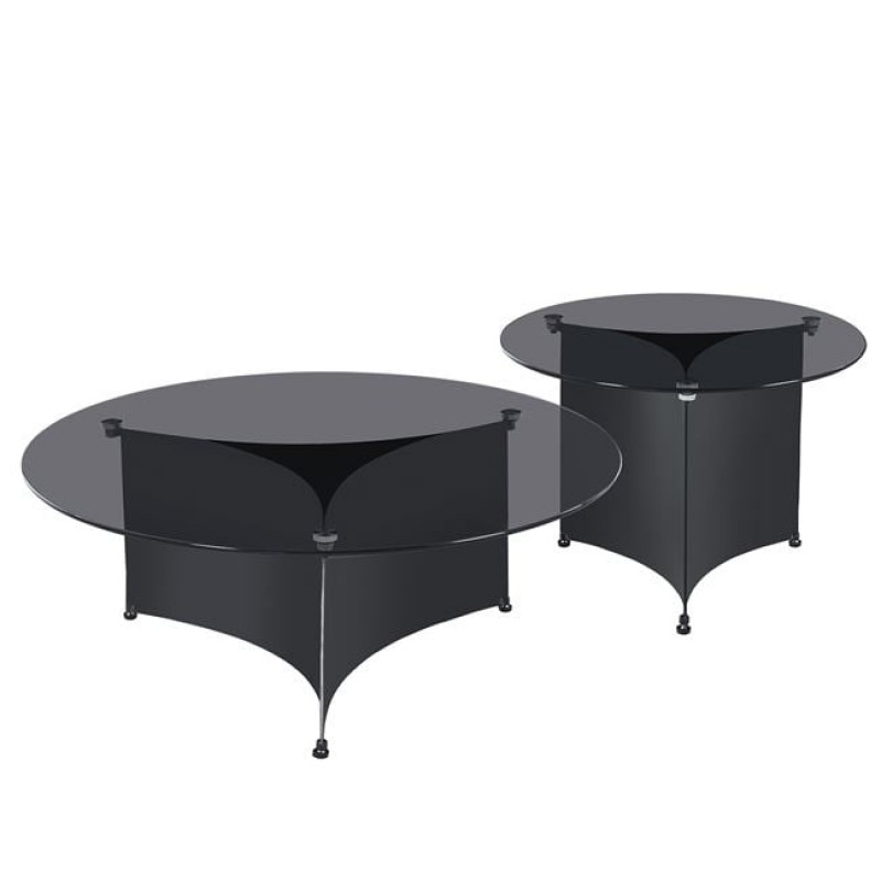 VENET Set 2 Τραπεζάκια Σαλονιού - Καθιστικού, Μέταλλο Μαύρο, Γυαλί Clear Black Κωδικός: [Ε-00025223] ΕΜ730