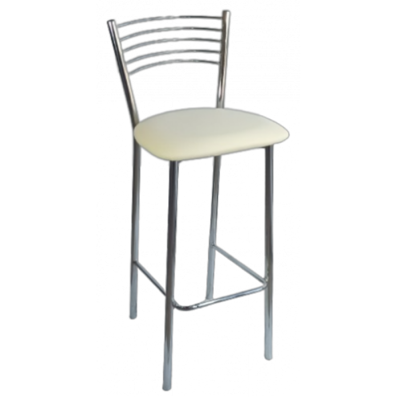 DANIELA-STOOL-C σκαμπό ψηλό μεταλλικό ΧΡΩΜΙΟΥ κάθισμα ΔΕΡΜΑΤΙΝΗ ΕΚΡΟΥ, 42x48xH106