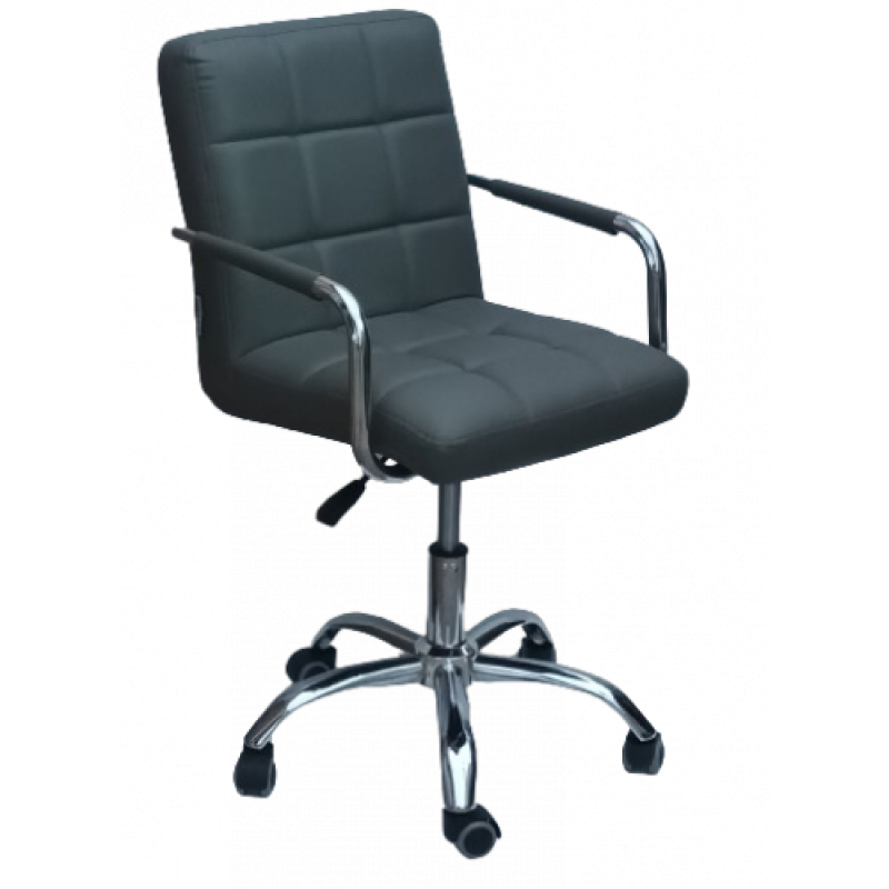 MC-022 καρέκλα γραφείου με μπράτσα ΔΕΡΜΑΤΙΝΗ ΓΚΡΙ, 53x47x81/91