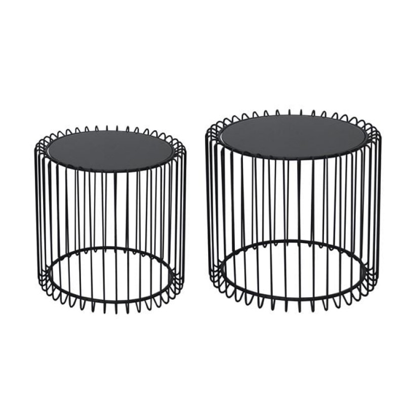 RICO Set-2 Τραπεζάκια Σαλονιού Καθιστικού, Μέταλλο Βαφή Μαύρο, Γυαλί Smoke Κωδικός: [Ε-00022916] ΕΜ9608