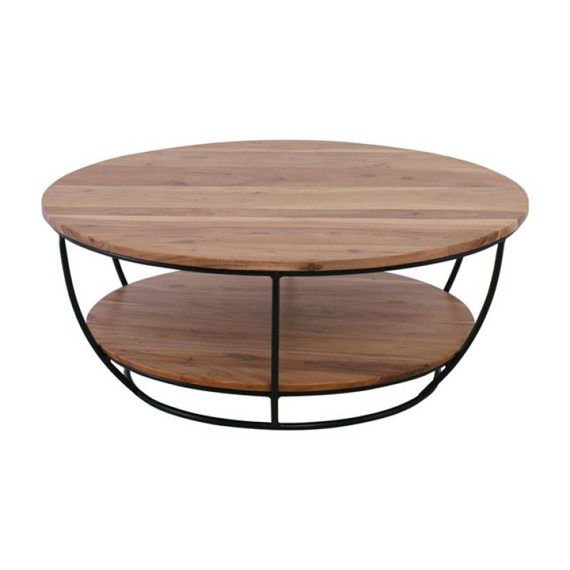 ROY Τραπεζάκι Σαλονιού Καθιστικού, Μέταλλο Βαφή Μαύρο, Ξύλο Ακακία Φυσικό Κωδικός: [Ε-00021239] ΕΑ7075