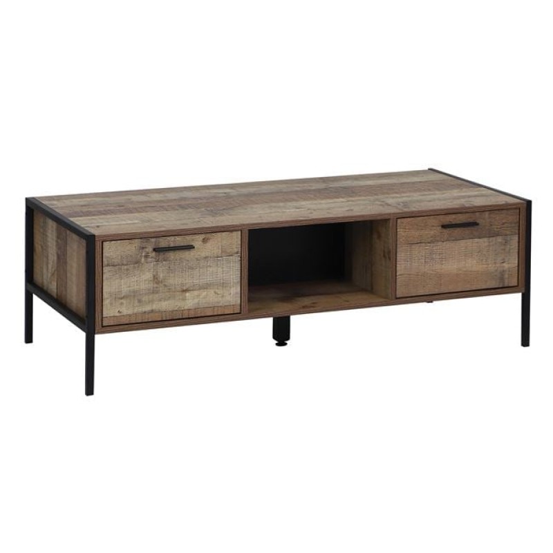 PALLET-W Τραπεζάκι Σαλονιού 2 Συρτάρια - Μέταλλο Βαφή Μαύρο, Antique Oak Κωδικός: [Ε-00021663] Ε8436,W