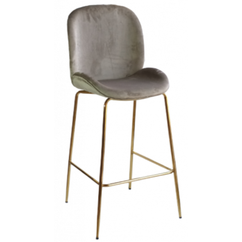 CAROL-ST σκαμπό ψηλό μεταλλικό ΧΡΥΣΟ ταπετσαρία ύφασμα ΓΚΡΙ, 49x55x120