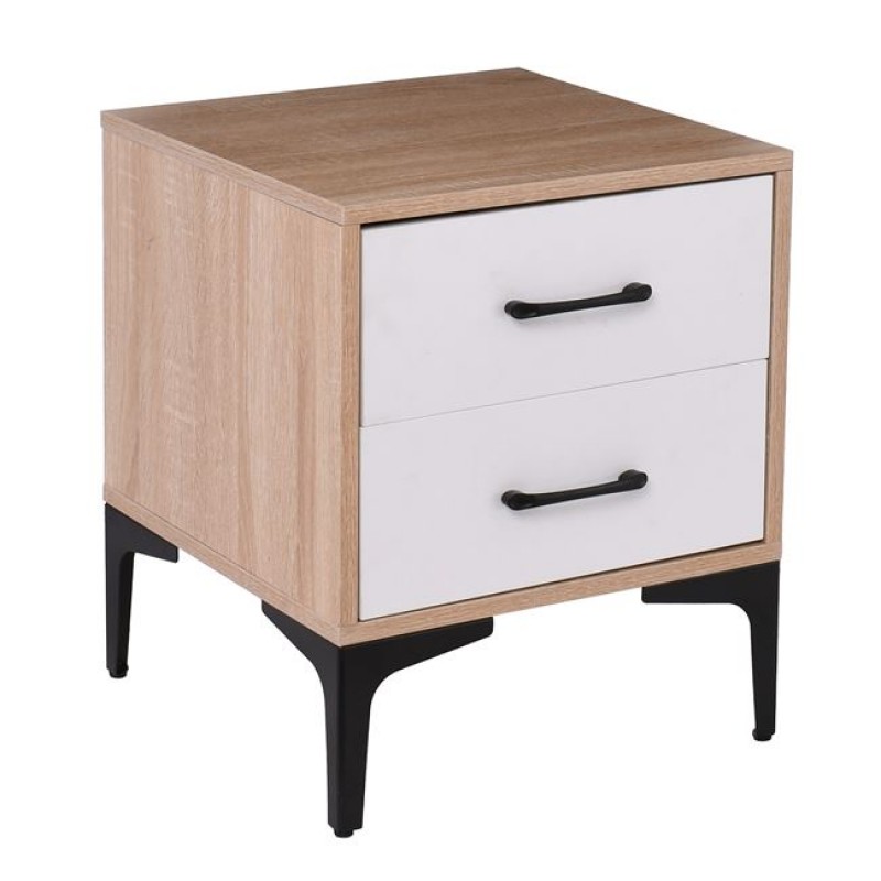 MERRANO Κομοδίνο με 2 Συρτάρια Απόχρωση Sonoma-Άσπρο Κωδικός: [Ε-00025627] Ε7420,3