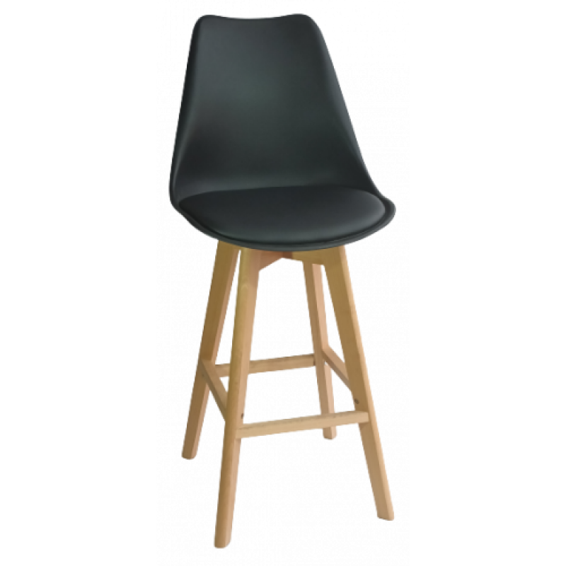 BERG-STOOL σκαμπό ψηλό ξύλο pp ΜΑΥΡΗ, 49x54xH106/76