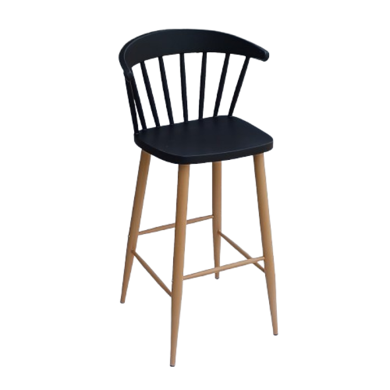 NTALTON-S σκαμπό ψηλό μεταλλικό ΞΥΛΟ polypropylene ΜΑΥΡΟ / 48x52xH75/108