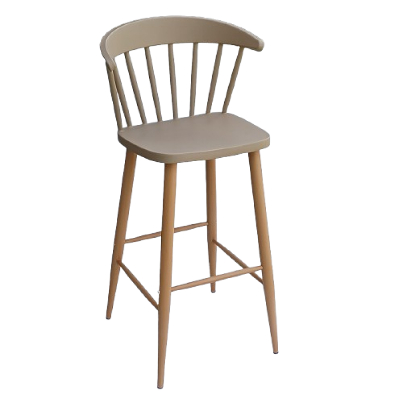 NTALTON-S σκαμπό ψηλό μεταλλικό ΞΥΛΟ polypropylene ΜΟΚΑ / 48x52xH75/108