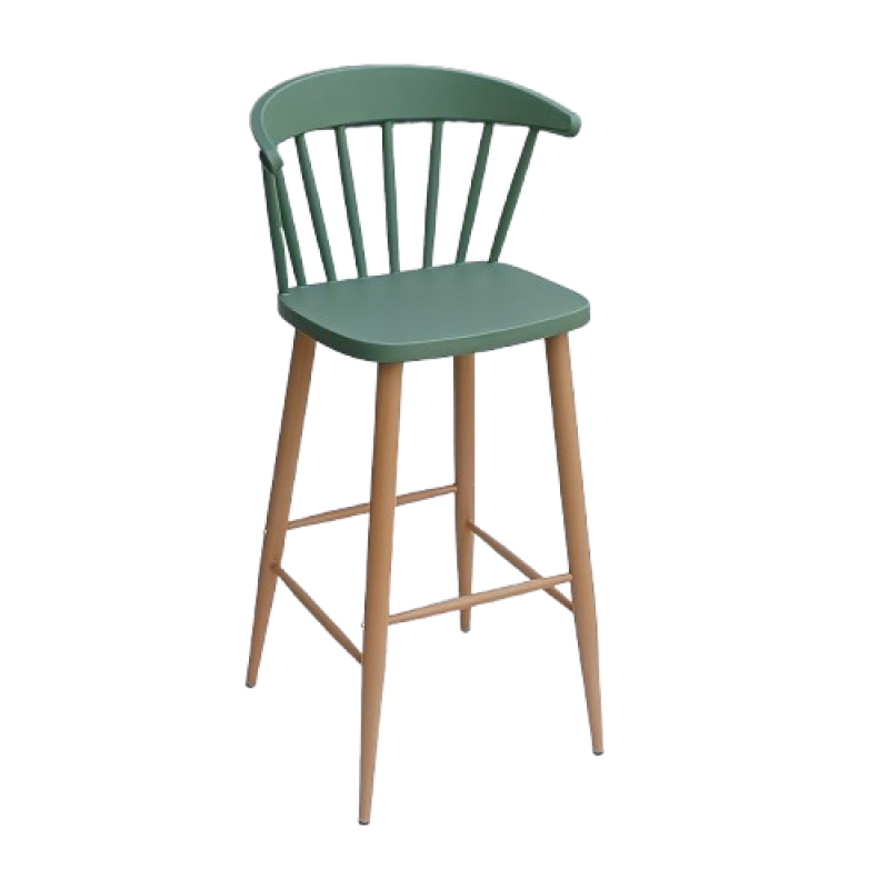 NTALTON-S σκαμπό ψηλό μεταλλικό ΞΥΛΟ polypropylene ΠΡΑΣΙΝΟ ΑΝΟΙΚΤΟ / 48x52xH75/108